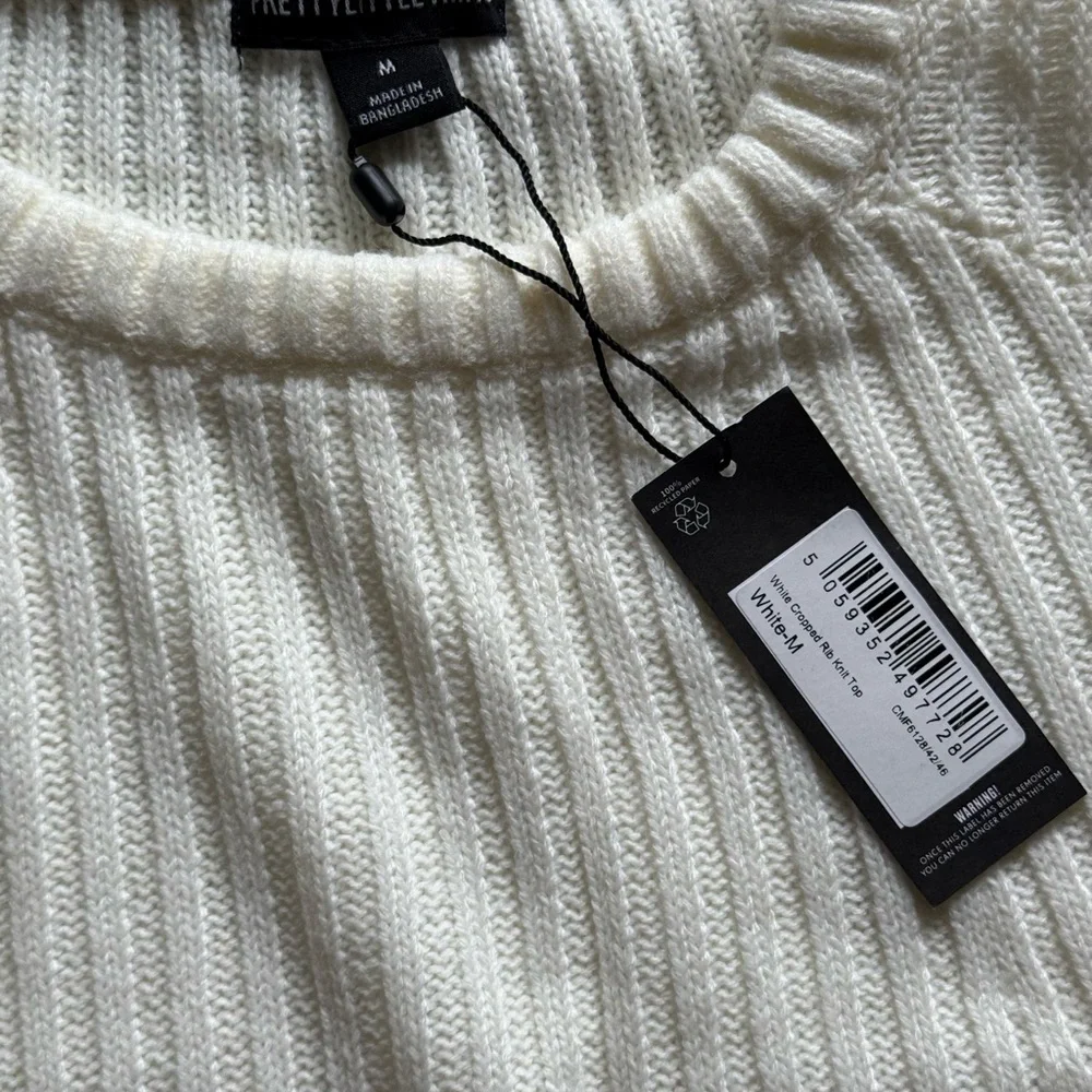 PrettyLittleThing Cream Ribbed Sweater - Picture 3 of 3